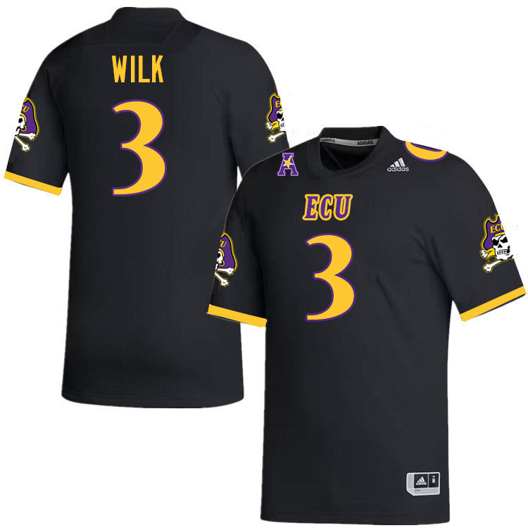 #3 Teagan Wilk East Carolina Pirates College Football Jersey Stitched-Black